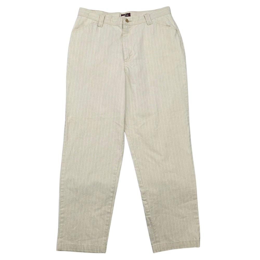 Riders Casual‎ Cream Stripe Preppy Polo Chino Office Vacation Trouser Pants 12P
